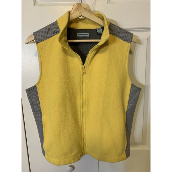 Marsh Landing Women's Sz M Fleece Full-Zip Vest Yellow/Gray - Picture 4 of 7